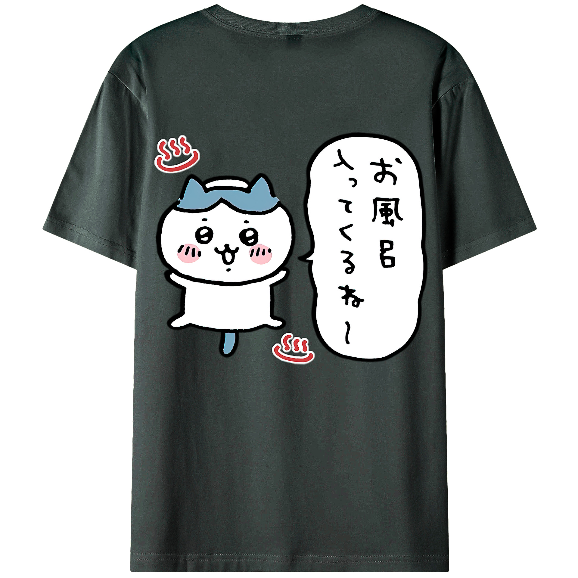 （画像用） ちいかわ ハチワレ Chii-kawa hachiware 綿100％ メンズ半袖Tシャツ（バックプリント） 通気性